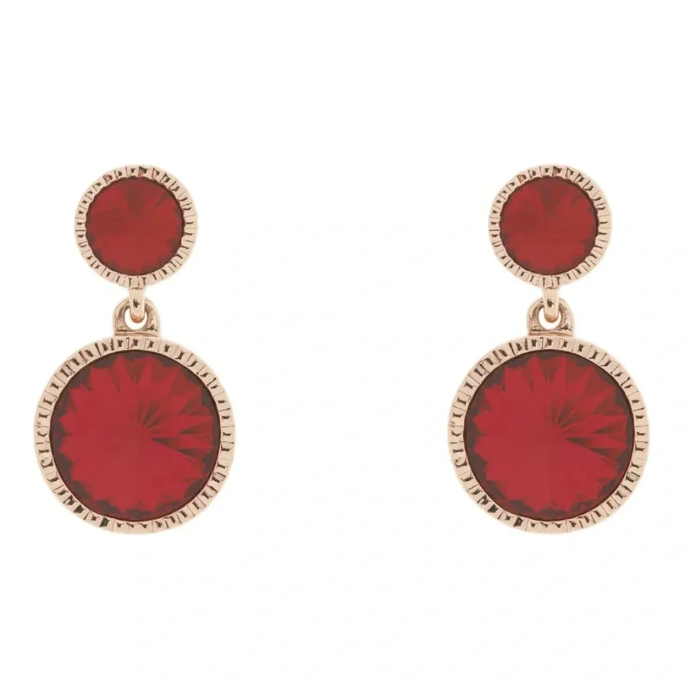 Ted Baker Ronda Rivoli Burgundy Swarovski Crystal Earrings